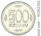 Japanese yen 500 yen coin illustration 95262302