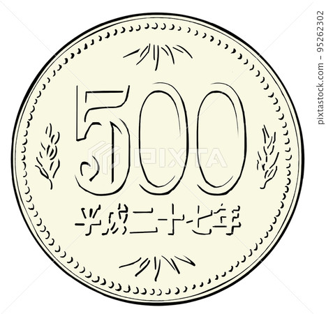 Japanese yen 500 yen coin illustration Japanese yen 500 yen coin illustration 95262302
