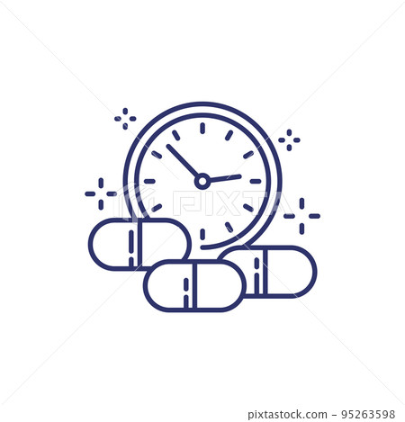medication time line icon with pills and clock medication time line icon with pills and clock 95263598
