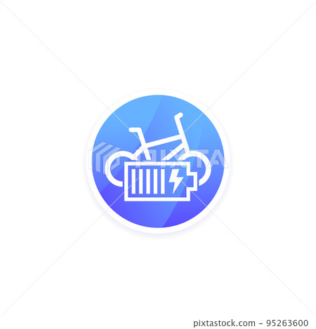 Electric bike or bicycle charging a battery icon Electric bike or bicycle charging a battery icon 95263600