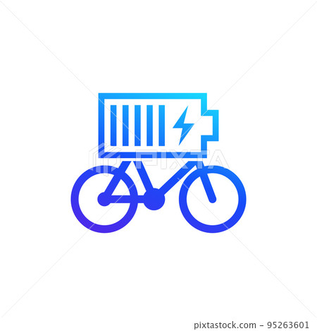 Electric bike, ebike charging a battery icon 95263601