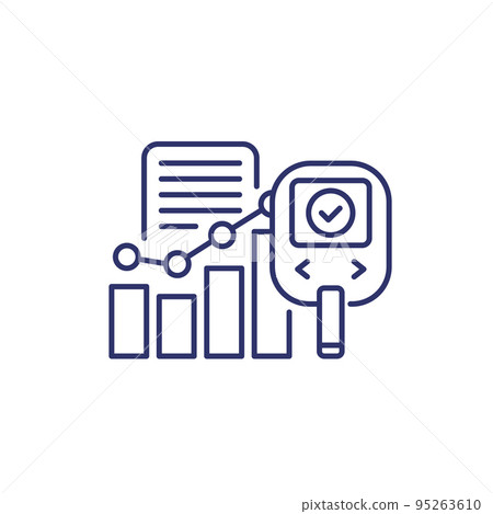 Glucose monitoring line icon with glucometer 95263610