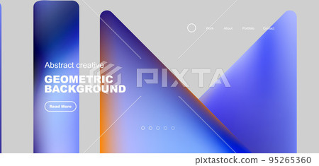 Triangles with fluid colors geometric abstract background. Techno or business concept, pattern for wallpaper, banner, background, landing page 95265360