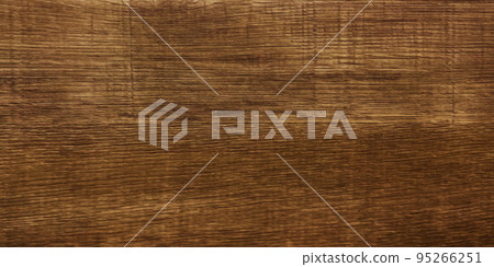 用棕色木紋略粗的鋸材製成的舊板的水平背景圖像 95266251