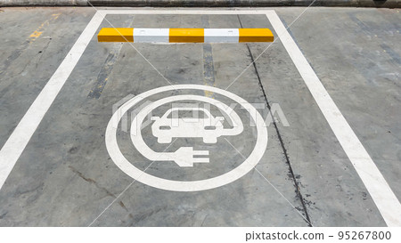 Electric filling station logo for electric cars and parking spaces 95267800