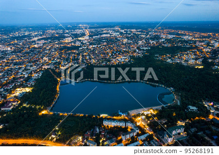 Aerial drone view of Valea Morilor park in Chisinau at evening, Moldova Aerial drone view of Valea Morilor park in Chisinau at evening, Moldova 95268191