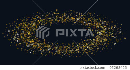 Frame shining golden stars on black background 95268423