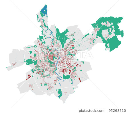 Brno map. Detailed map of Brno city administrative area. Cityscape urban panorama. Outline map with buildings, water, forest. Brno map. Detailed map of Brno city administrative area. Cityscape urban panorama. Outline map with buildings, water, forest. 95268510