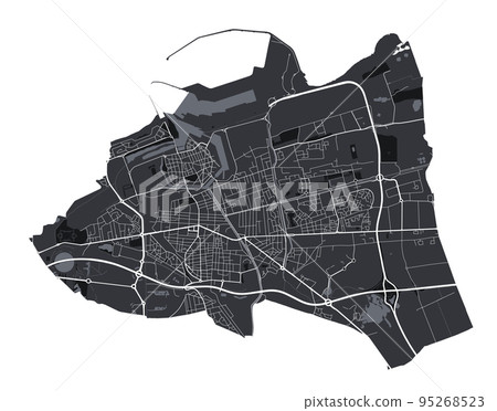 Calais vector map. Detailed black map of Calais city poster with roads. Cityscape urban vector. Calais vector map. Detailed black map of Calais city poster with roads. Cityscape urban vector. 95268523