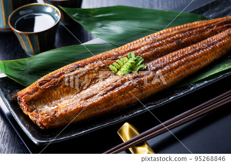 Japanese eel kabayaki and sake 95268846