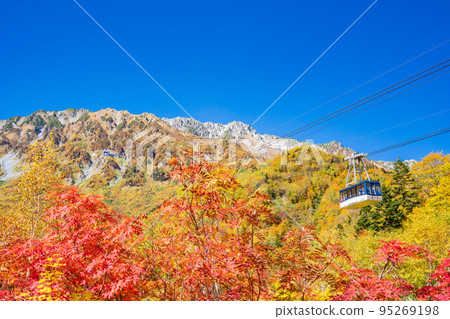 (Toyama Prefecture) Tateyama Kurobe Alpine Route, autumn leaves of Kurobedaira, ropeway view 95269198
