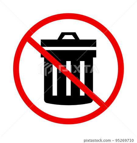 Do not litter. Trash and prohibition sign. Garbage limit. vector. 95269710