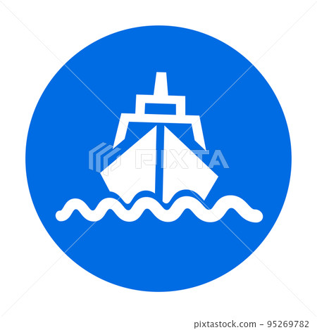 橫跨大海的船符號。航運和遊輪。向量。 橫跨大海的船符號。航運和遊輪。向量。 95269782