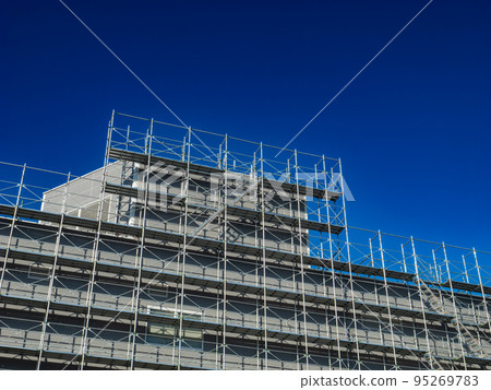 [Construction site] State of the building under repair work Scaffolding 95269783