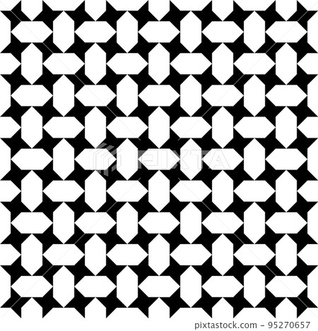Seamless geometric ornament based on traditional islamic art. Black and white. 95270657