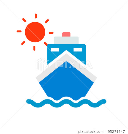 Ship and sun icon. Cruises and sea transportation. vector. Ship and sun icon. Cruises and sea transportation. vector. 95271347
