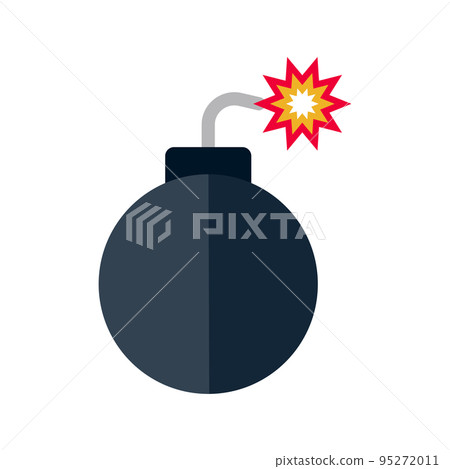現代炸彈圖標，帶有點燃的火焰和火花。向量。 95272011