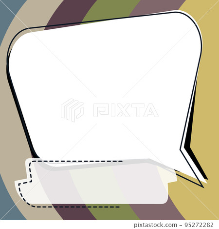 Comic Blank Speech Bubble With Copy Space Over Circular Color Background Design. Empty Template In Explosion Framework Representing Advertisement And Promoting Business. 95272282