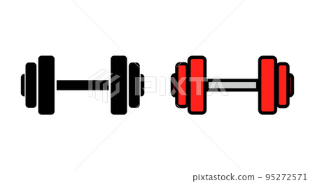 Black and red dumbbell icon set. Muscle training. vector. 95272571