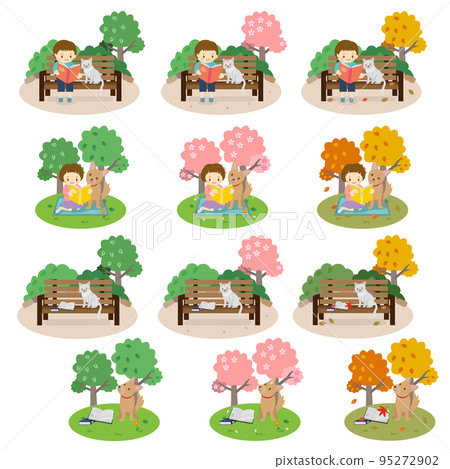 Child reading a book Seasonal set 95272902