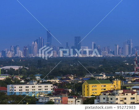 Bangkok early morning skyscrapers distant view, Mahanakhon / Bangkok, Thailand 95272983