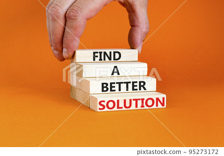 Find a better solution symbol. Concept words Find a better solution on wooden blocks. Beautiful orange table orange background. Businessman hand. Business find a better solution concept. Copy space. Find a better solution symbol. Concept words Find a better solution on wooden blocks. Beautiful orange table orange background. Businessman hand. Business find a better solution concept. Copy space. 95273172