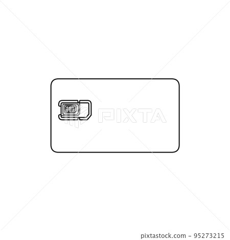 Line drawing of multi-size SIM cards (standard SIM, microSIM, nanoSIM) 95273215