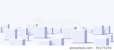 Abstract background with 3d white cubes of different size standing in white space Abstract background with 3d white cubes of different size standing in white space 95273259