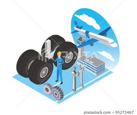 A male mechanic who maintains an aircraft 95273467