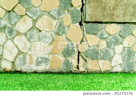 Wall rupture, causing damage, the house wall is cracked below. 95274176