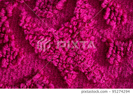 texture of burgundy terry towel with a pattern, close-up. Background, vinous 95274294