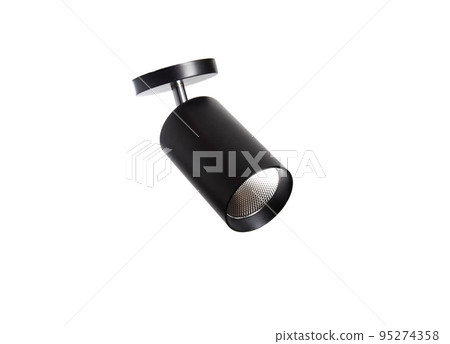 Interior pendant lamp isolated on white background. Modern luminaire with high luminous flux, close-up 95274358