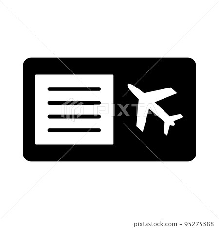 飛機登機牌剪影圖標。向量。 95275388
