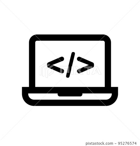 Laptop and tag mark. programming icon. vector. Laptop and tag mark. programming icon. vector. 95276574