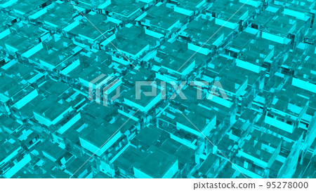 An orderly array of cube-shaped objects made of crystal material. Shaping a luminous futuristic abstract space An orderly array of cube-shaped objects made of crystal material. Shaping a luminous futuristic abstract space 95278000
