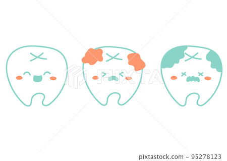 Character set of healthy white teeth and decayed teeth illustration material 95278123