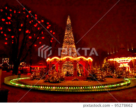 Denmark, Copenhagen, Tivoli Gardens at night 95278662