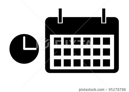 時鐘和日曆圖標集。時間表或計劃。日程。向量。 95278786