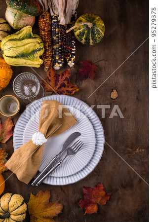 Autumn fall Thanksgiving table setting Autumn fall Thanksgiving table setting 95279378