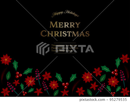 冬季賀卡的聖誕框架黑色背景 95279535