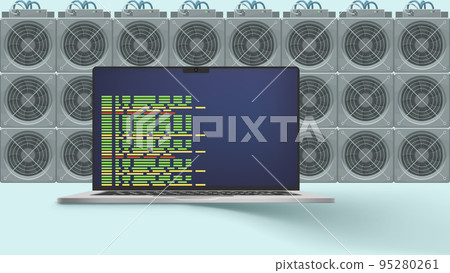 laptop with mining os and asic computers 95280261