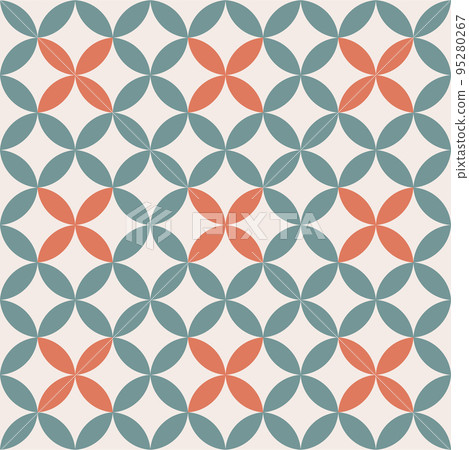 Vector minimalist pattern in mid century geometric design with circles and abstract shapes. Vintage style background, simple abstract wallpaper, retro 60's and 70's style Vector minimalist pattern in mid century geometric design with circles and abstract shapes. Vintage style background, simple abstract wallpaper, retro 60's and 70's style 95280267