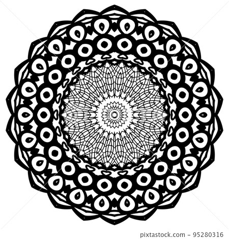 Mandala Coloring book template. wallpaper design, lace pattern and tattoo. decoration for interior design. Vector handdrawn ethnic oriental circle ornament. white background. Indian style Mandala Coloring book template. wallpaper design, lace pattern and tattoo. decoration for interior design. Vector handdrawn ethnic oriental circle ornament. white background. Indian style 95280316