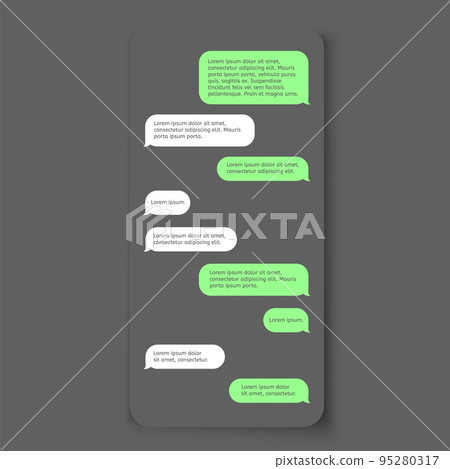 Chat text box. Empty messages template. Vector dialig interface. Mobile communication screen with balloons 95280317