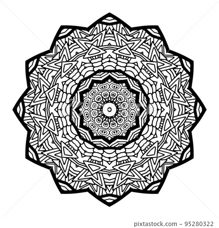 Mandala Coloring book template. wallpaper design, lace pattern and tattoo. decoration for interior design. Vector handdrawn ethnic oriental circle ornament. white background. Indian style 95280322