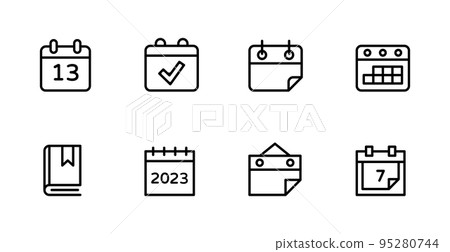 Set collection of calendar icons, calendar symbols set, time management deadline - Vector Set collection of calendar icons, calendar symbols set, time management deadline - Vector 95280744