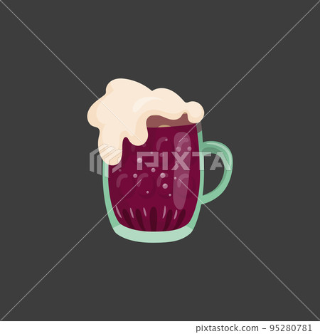 Large mug of fresh dark foamy beer - Vector Large mug of fresh dark foamy beer - Vector 95280781