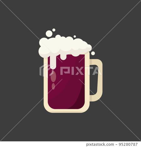 Large mug of fresh dark foamy beer - Vector Large mug of fresh dark foamy beer - Vector 95280787