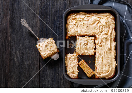Sweet Peanut Butter Sheet Cake, top view Sweet Peanut Butter Sheet Cake, top view 95280819