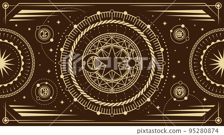 Celestial sun frame, boho circle ornament. - Stock Illustration  [95280874] - PIXTA